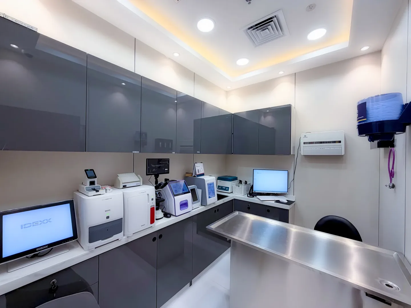 Laboratory equipment and a workbench inside Kings